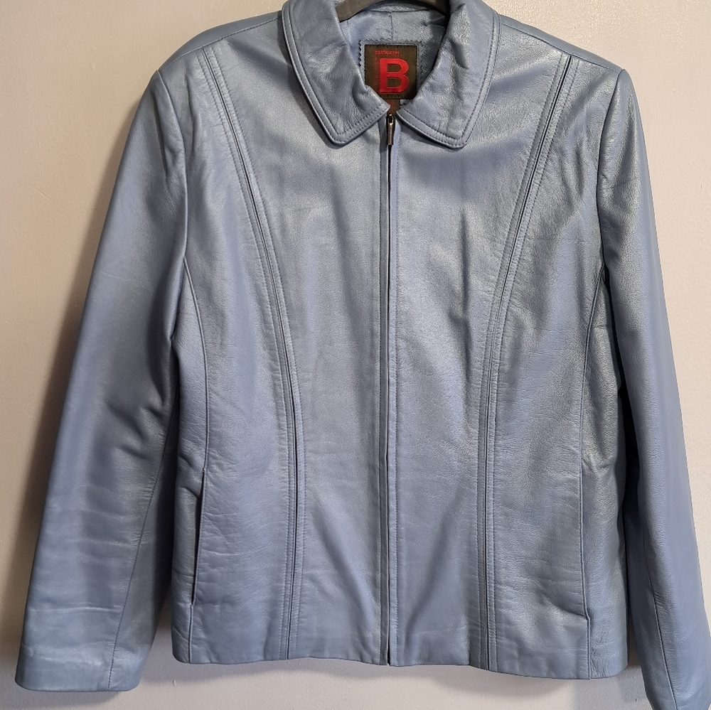 Bernardo size XL Baby Blue Leather jacket